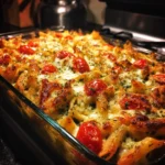 Savory Pesto Caprese Pasta Bake