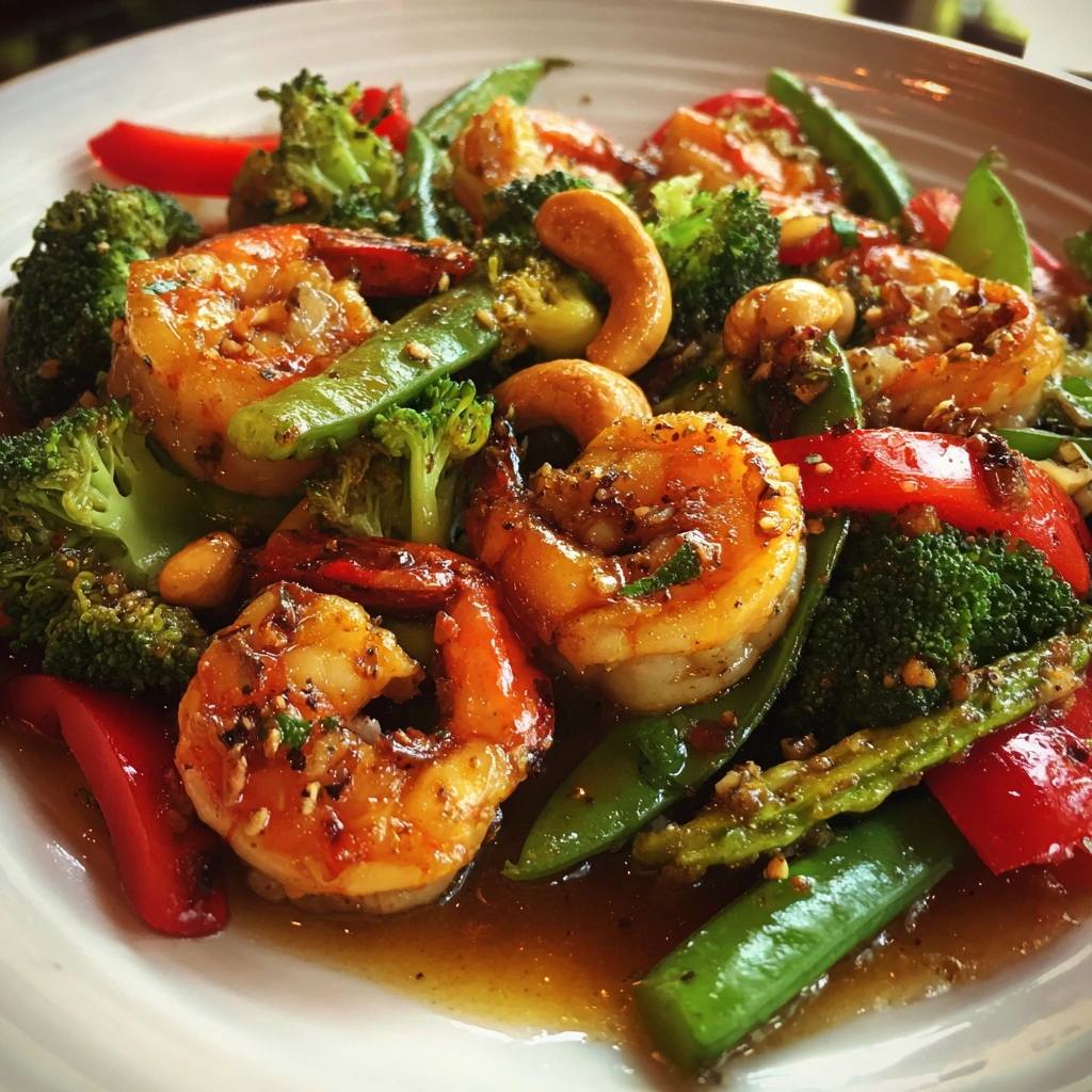 Shrimp & Vegetable Stir Fry with Cashews