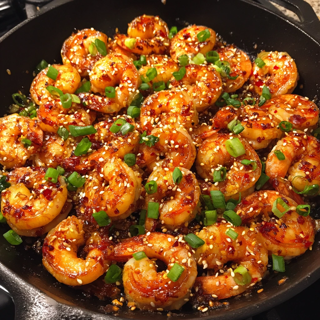 Spicy Honey Garlic Shrimp Skillet