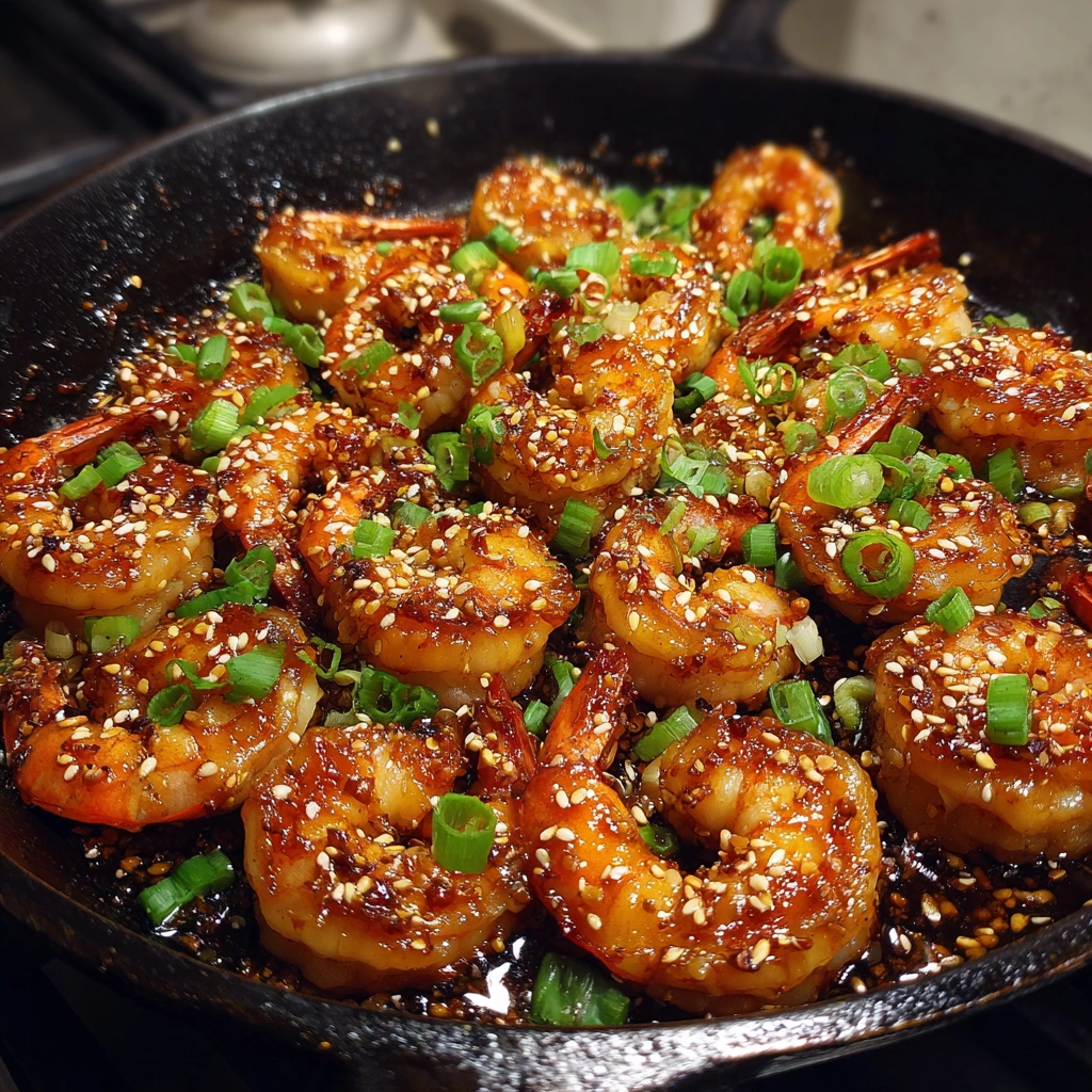 Spicy Honey Garlic Shrimp Skillet