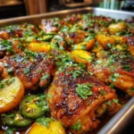 Spicy Peach Chicken with Jalapeño Honey Glaze