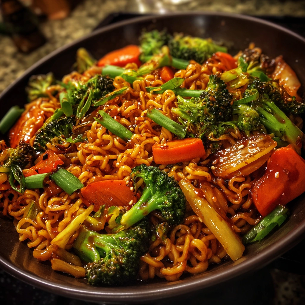 Spicy Ramen Noodle Stir-Fry with Veggies