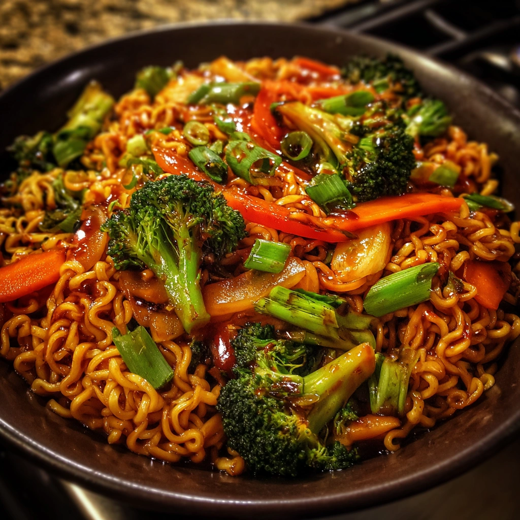 Spicy Ramen Noodle Stir-Fry with Veggies