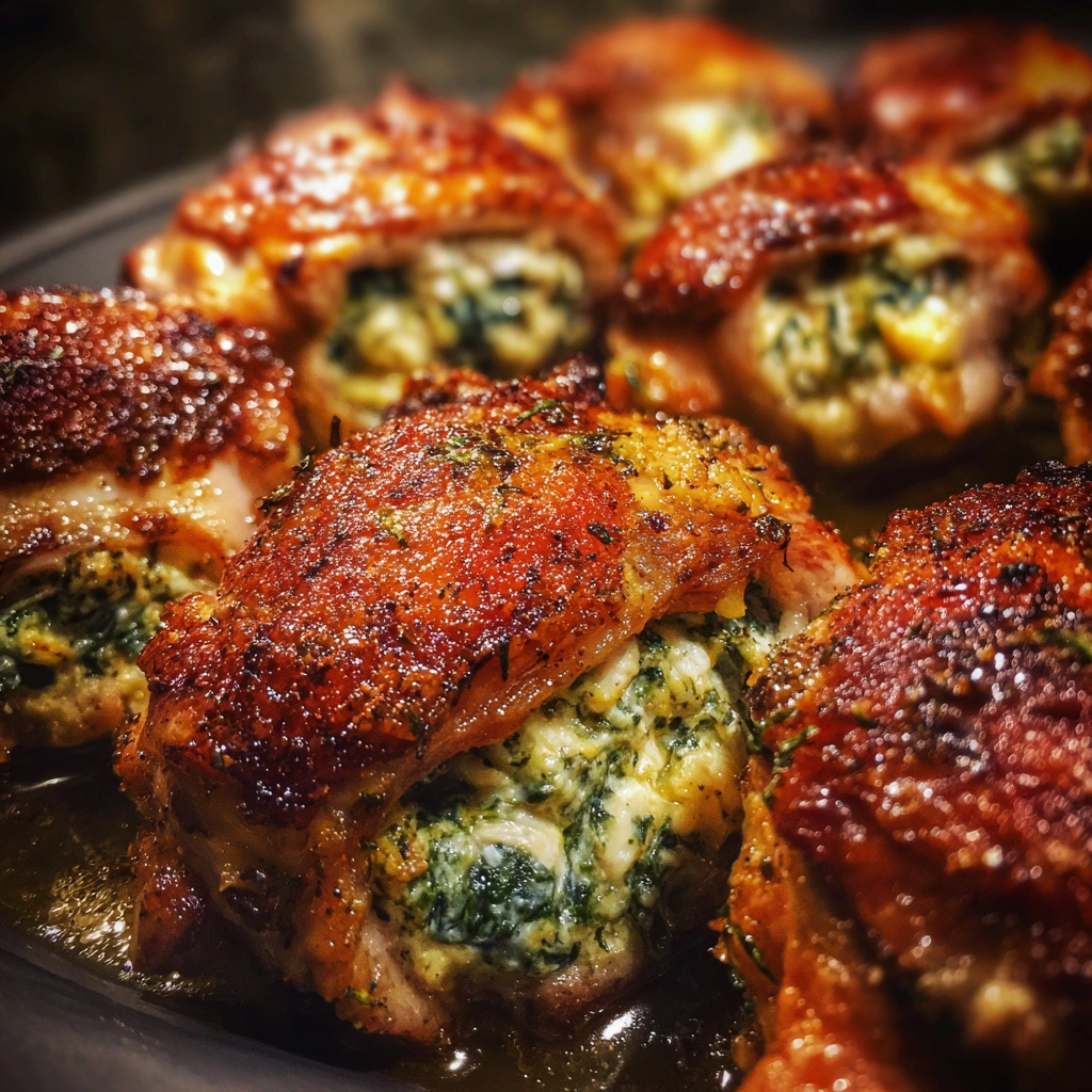 Spinach Feta Stuffed Chicken Thighs