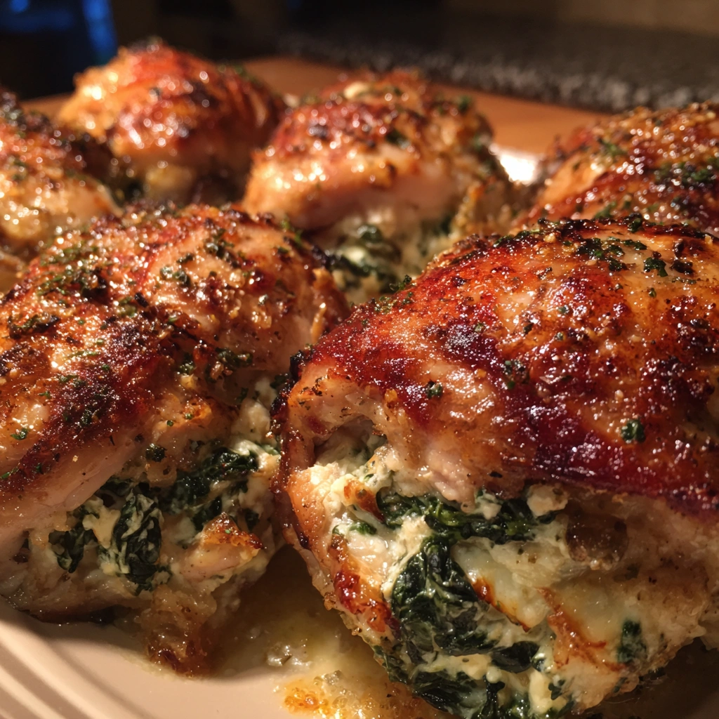 Spinach Feta Stuffed Chicken Thighs