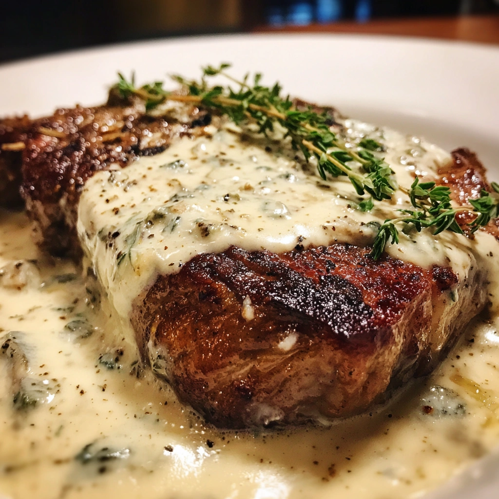 Steak with Creamy Garlic Sauce