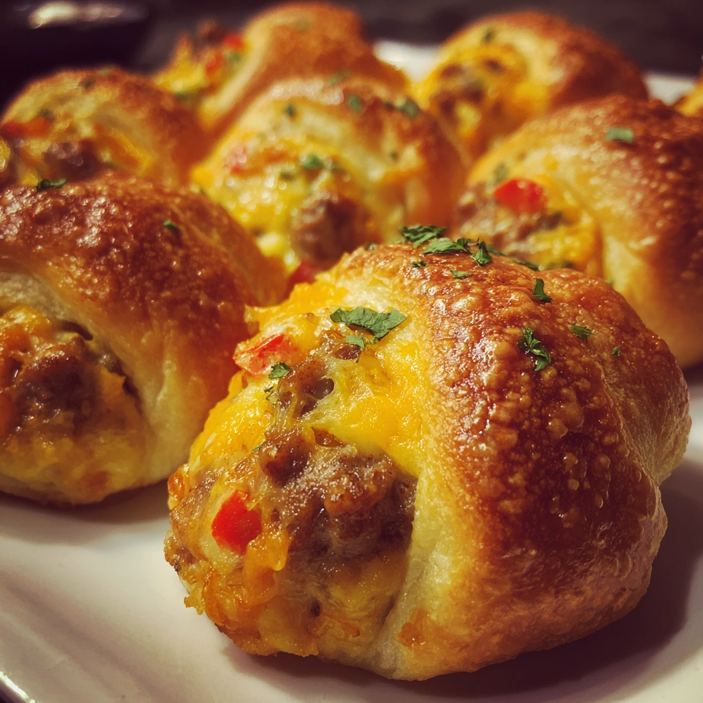 Stuffed Crescent Roll Breakfast Bombs