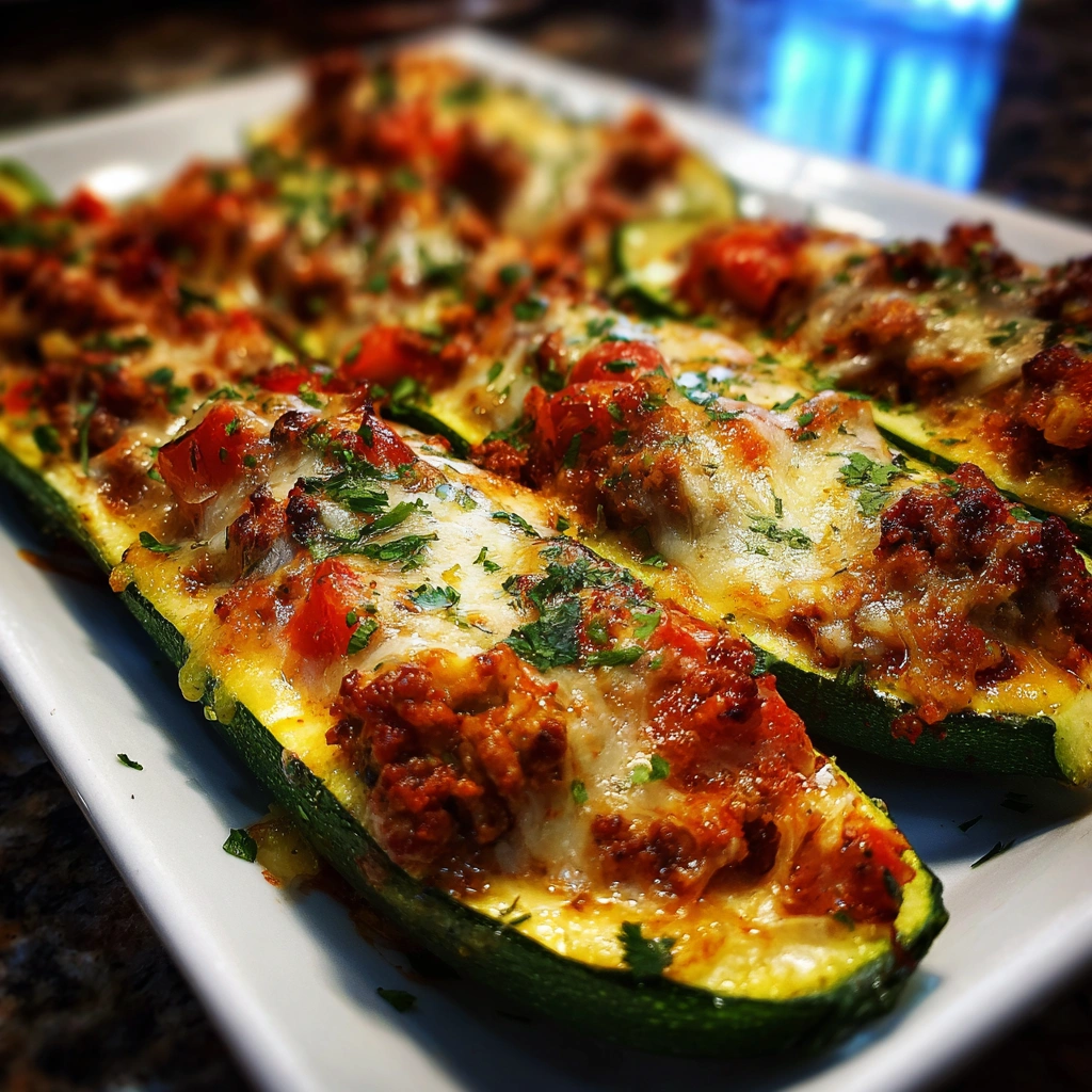 Stuffed Zucchini Boats with Ground Beef