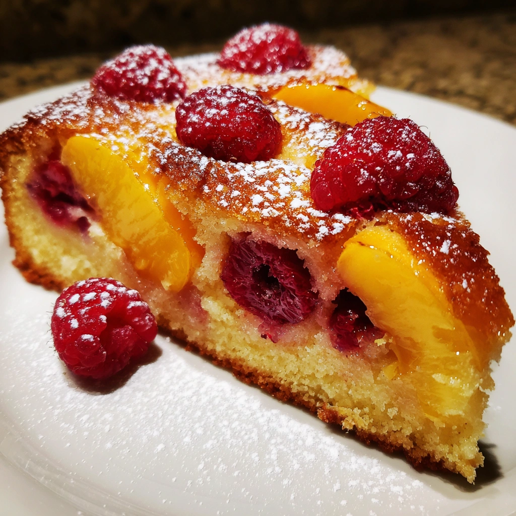 Summer Peach and Raspberry Cake