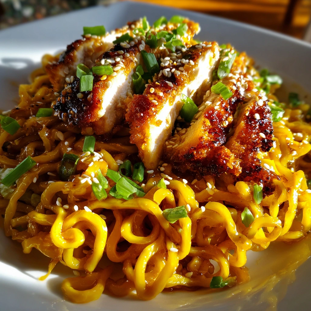 Sweet Chili Garlic Noodles with Crispy Chicken