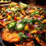 Sweet Potato Nachos with Peach Jalapeño Salsa
