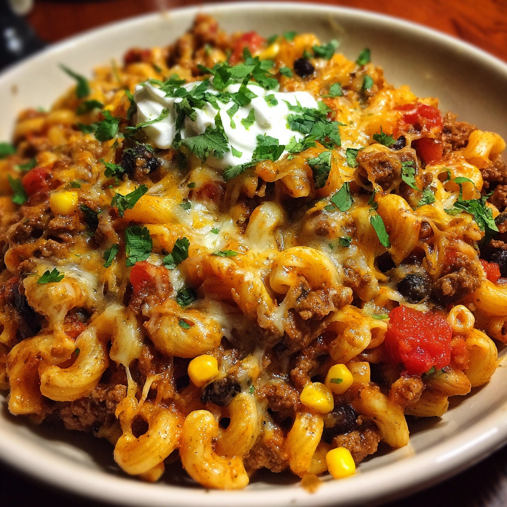 Tex-Mex Ground Beef Taco Pasta