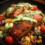 Tex-Mex Salmon Taco Bowl with Avocado Crema