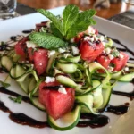 Watermelon Feta Salad with Cucumber Ribbons