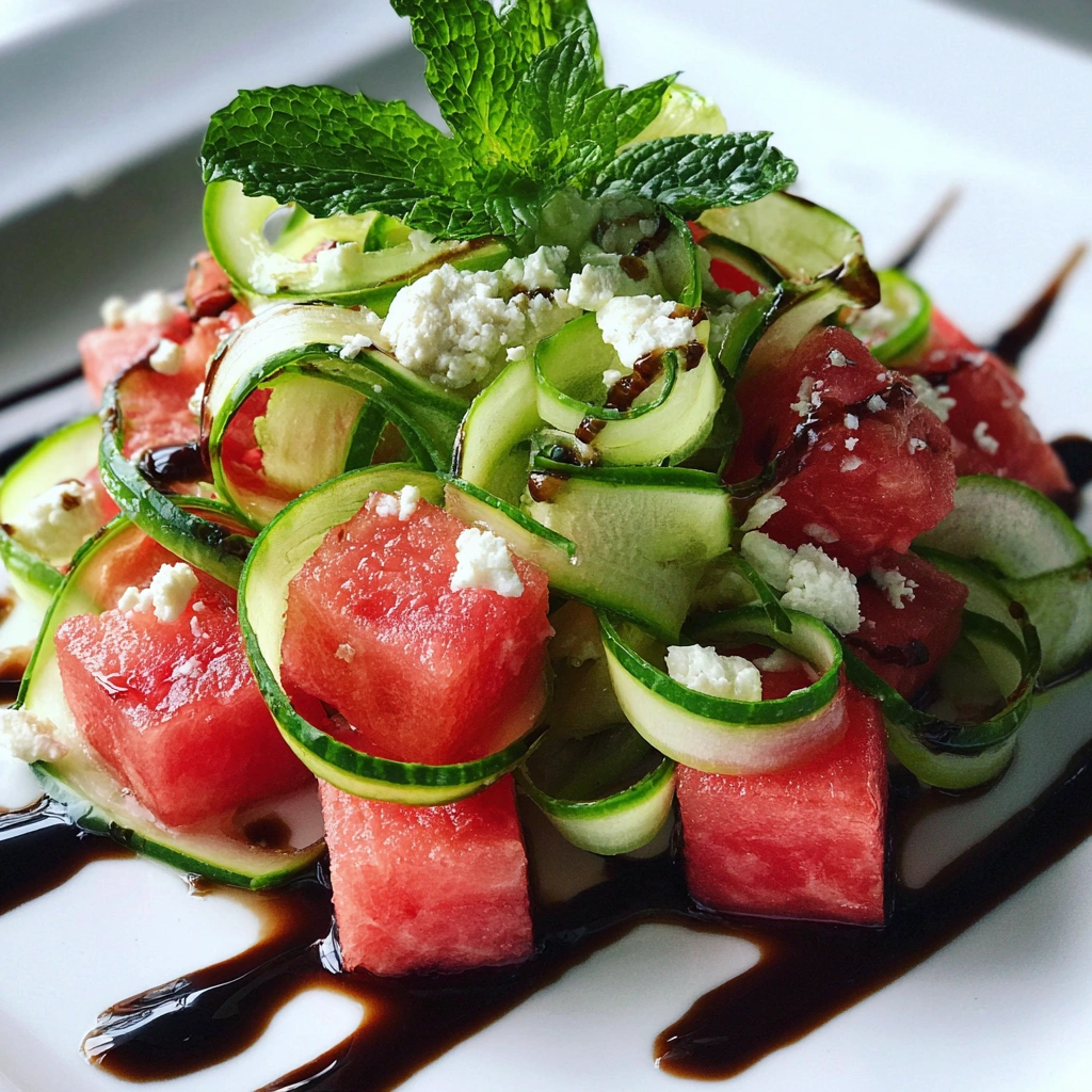Watermelon Feta Salad with Cucumber Ribbons