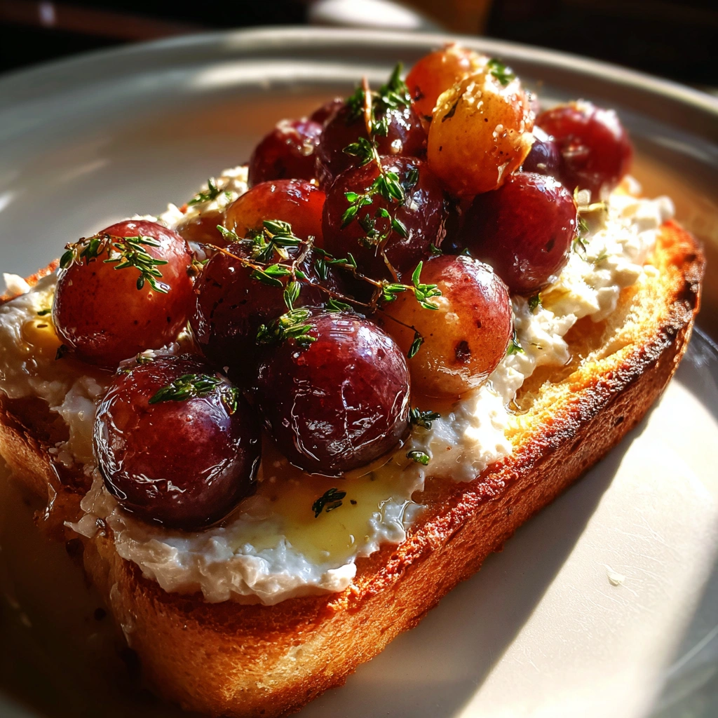 Whipped Ricotta Toast with Roasted Grapes