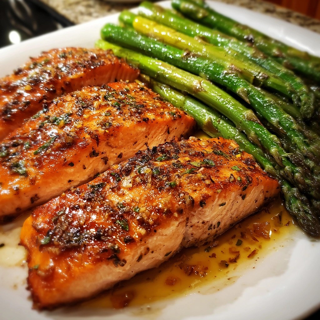 Lemon Garlic Salmon with Roasted Asparagus