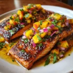 Honey Garlic Butter Salmon with Roasted Peach Salsa
