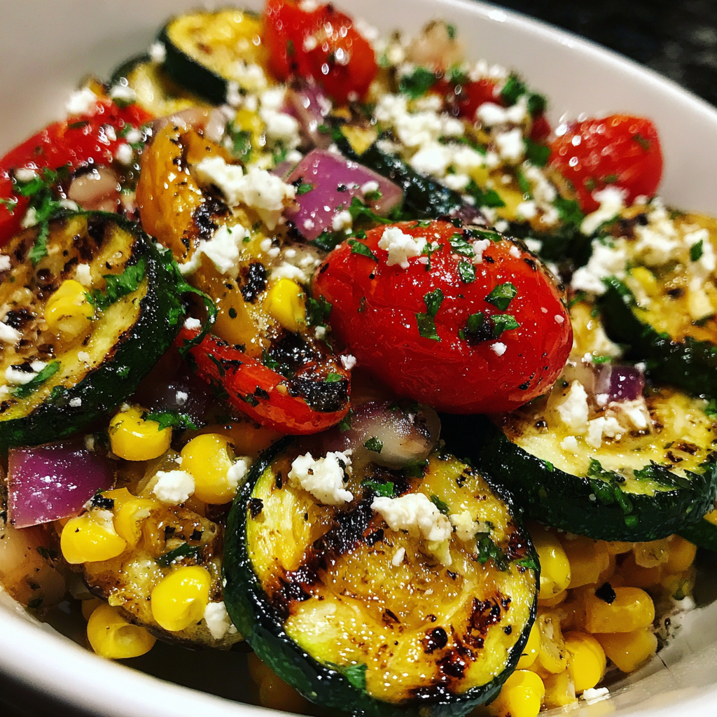 Grilled Zucchini and Corn Salad with Feta