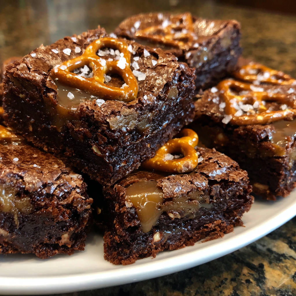 Salted Caramel Pretzel Brownies