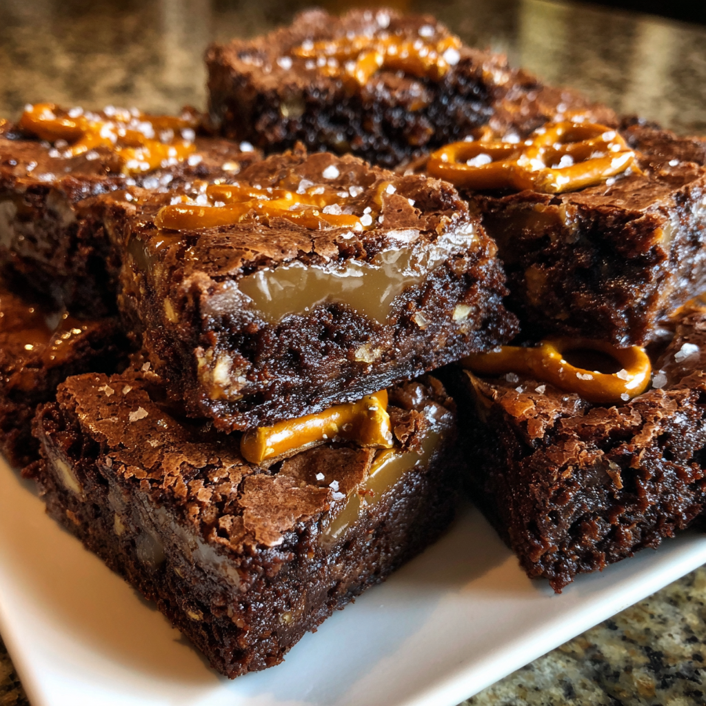Salted Caramel Pretzel Brownies