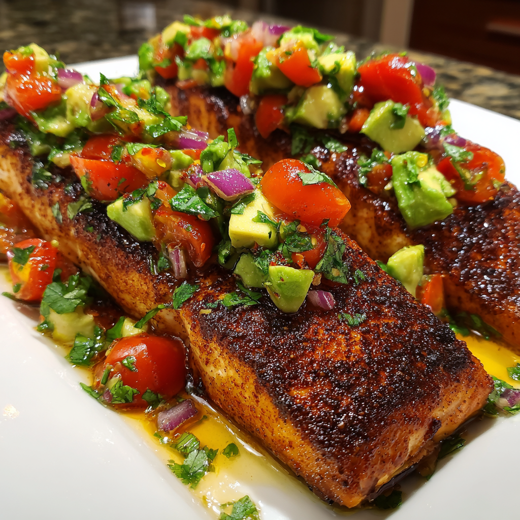 Spicy Cajun Salmon with Avocado Salsa