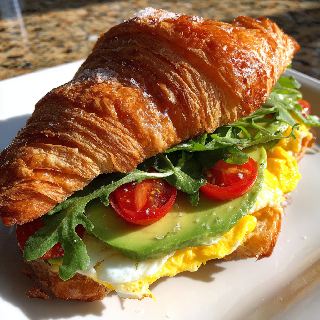 Avocado Breakfast Croissant Sandwich