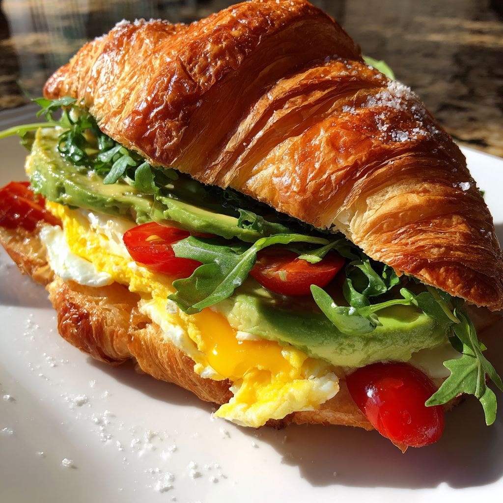Avocado Breakfast Croissant Sandwich