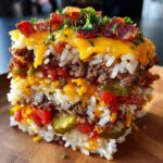 Bacon Cheeseburger Rice Stack