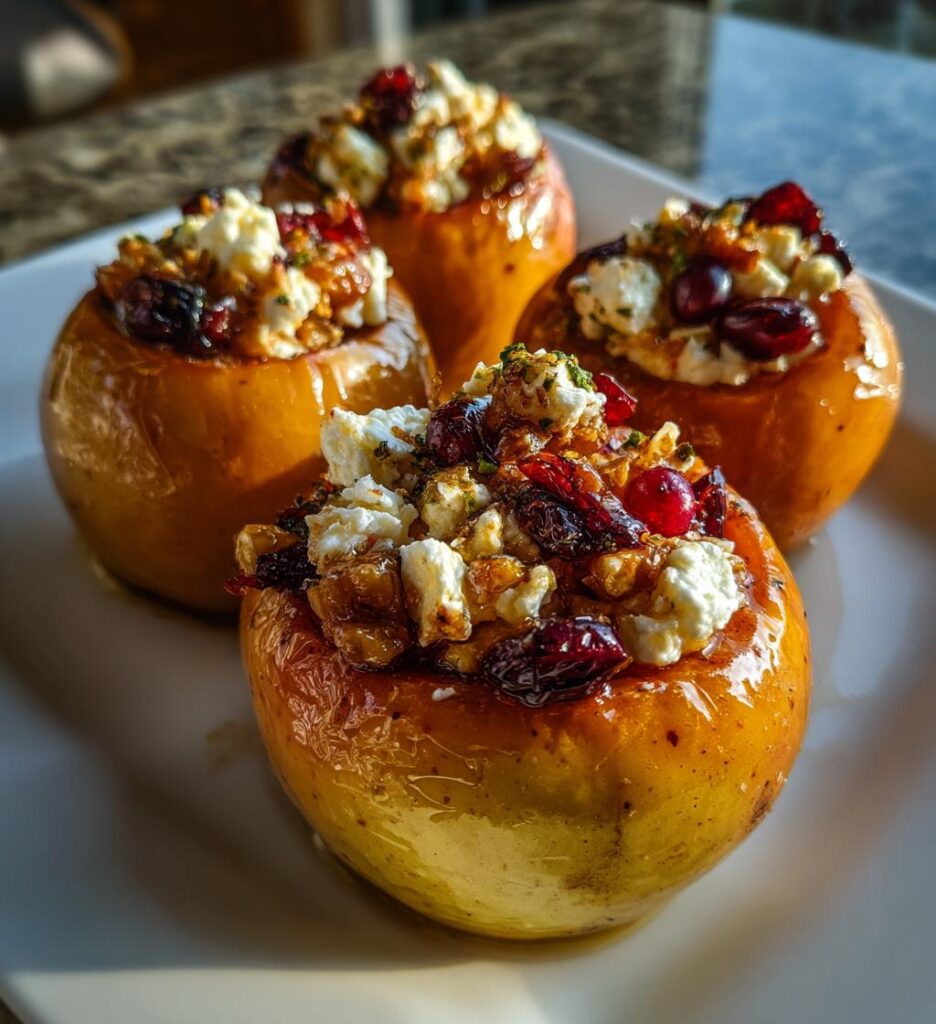 Baked Apples with Feta, Honey, and Cranberries