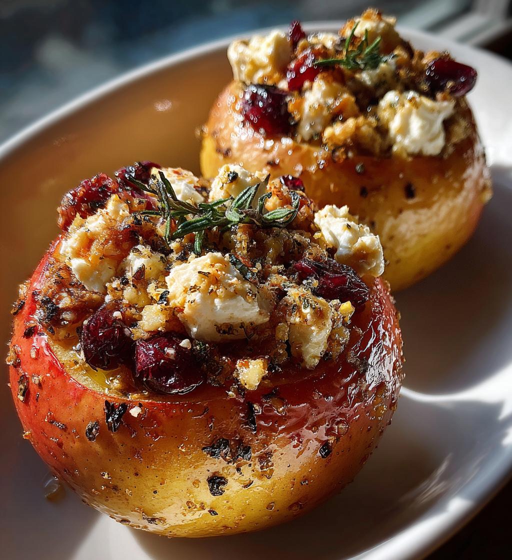 Baked Apples with Feta, Honey, and Cranberries