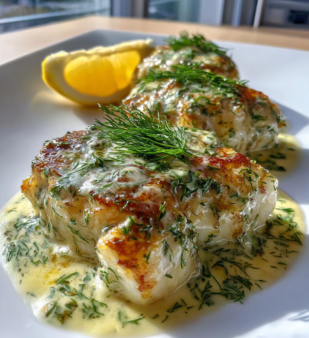 Baked Cod with Lemon Dill Sauce
