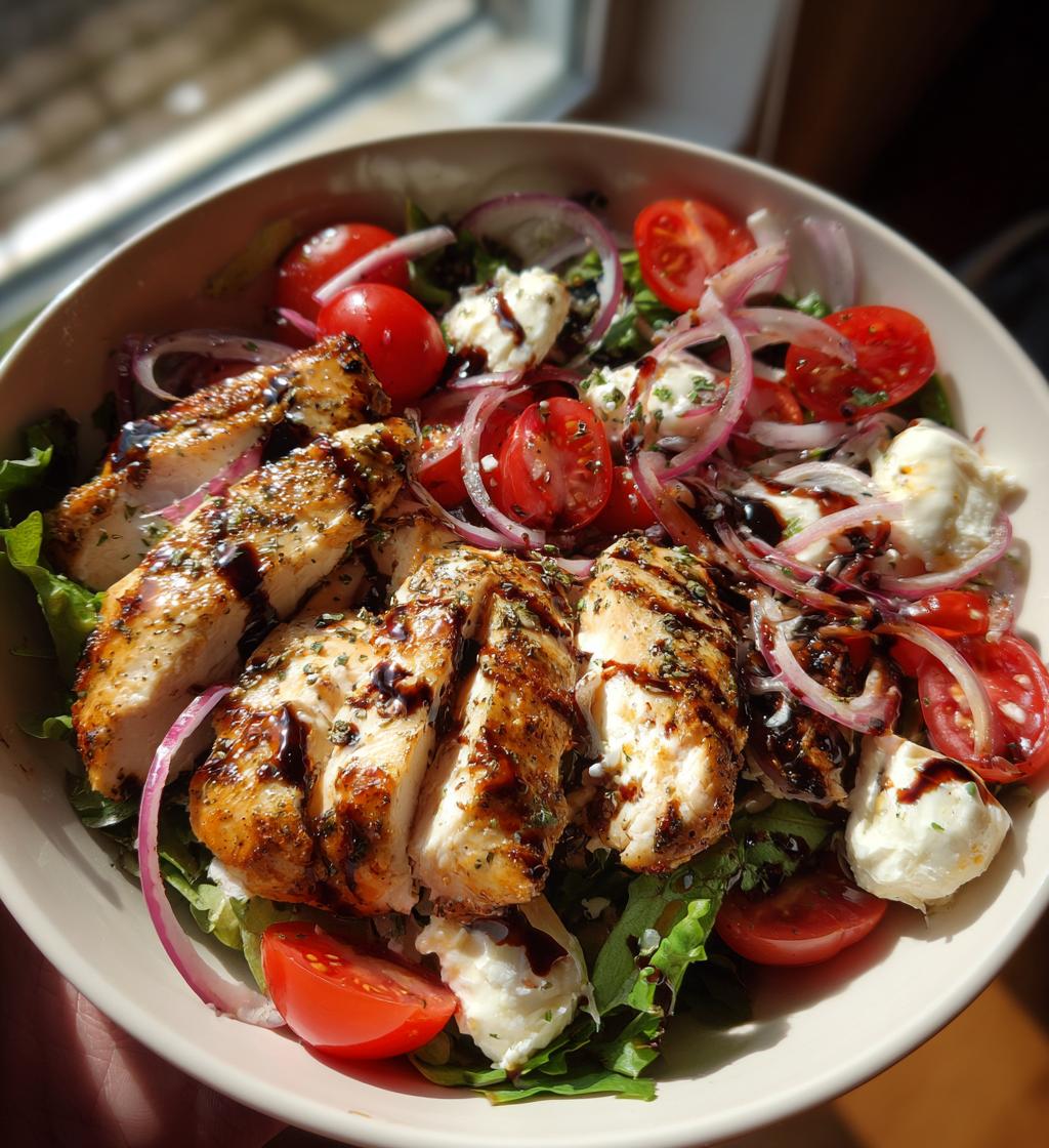 Baked Marinated Chicken Salad With Mozzarella And Balsamic Vinaigrette