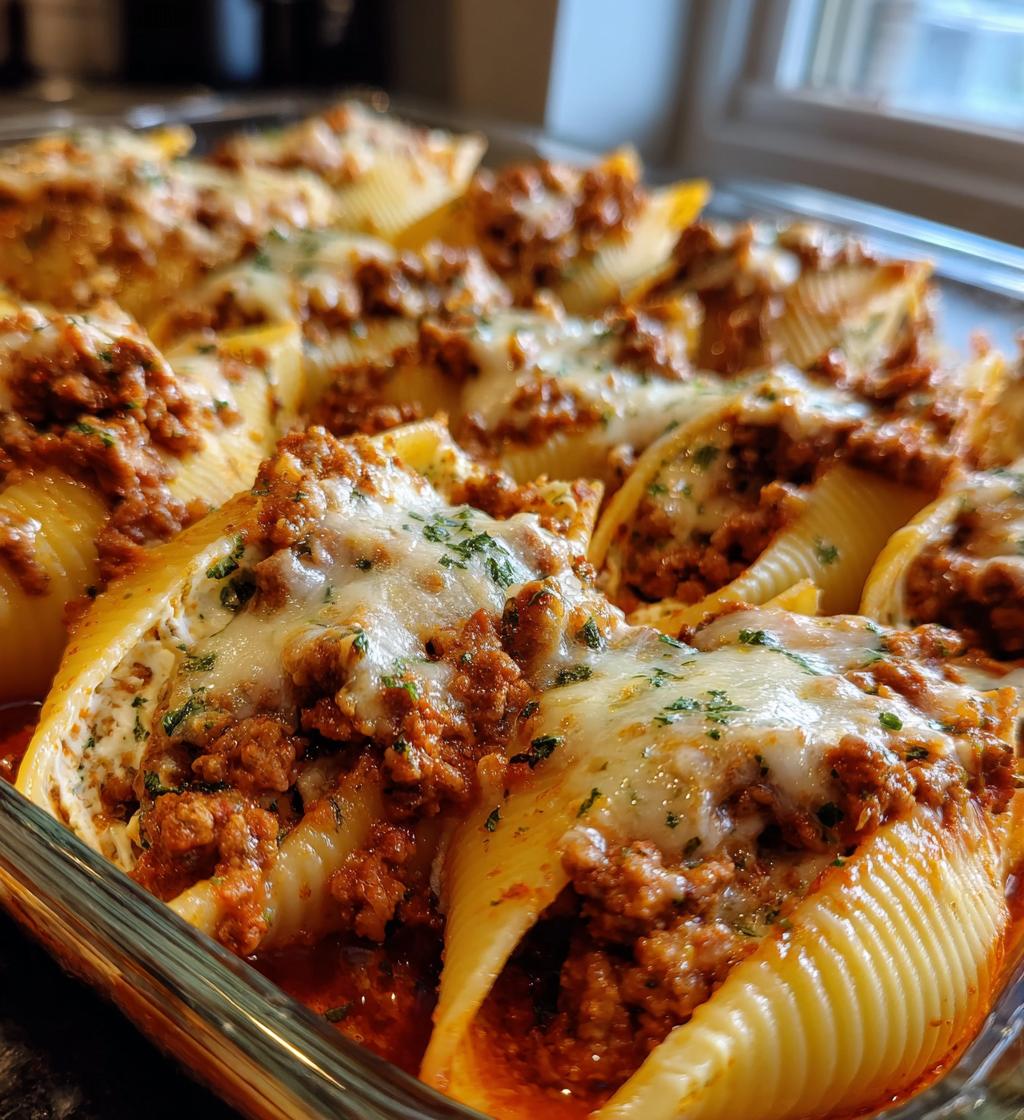 Beef-Stuffed Shells with Creamy Ricotta Filling