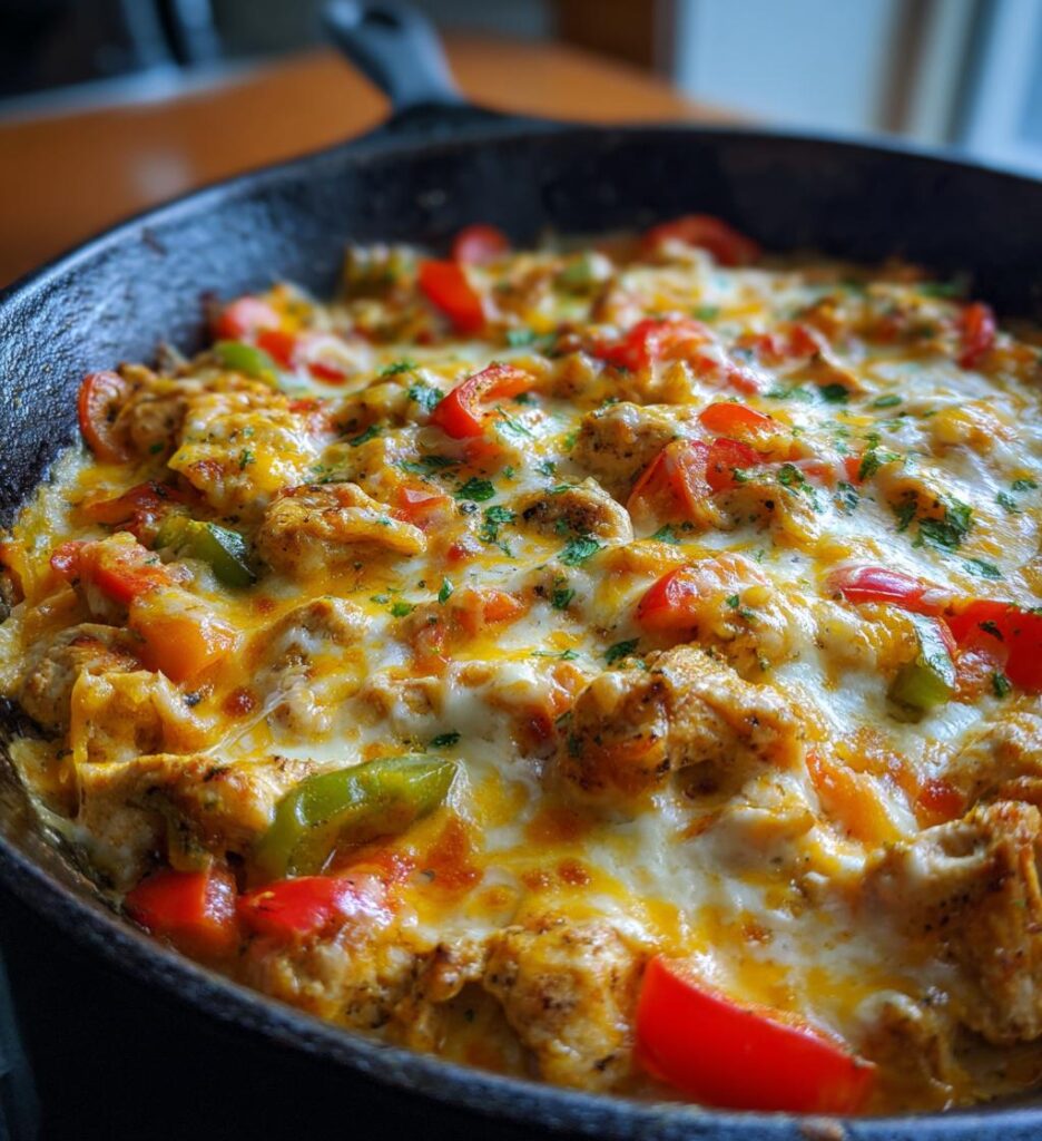 Cheesy Baja Chicken & Bell Pepper Skillet