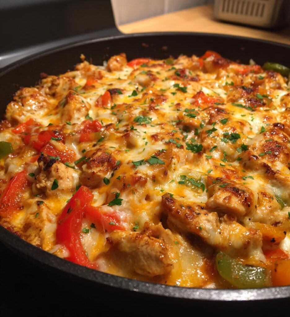 Cheesy Baja Chicken & Bell Pepper Skillet
