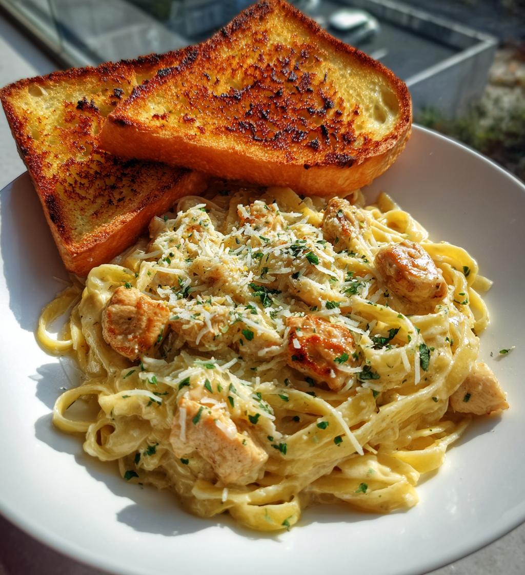 Chicken Alfredo Garlic Bread