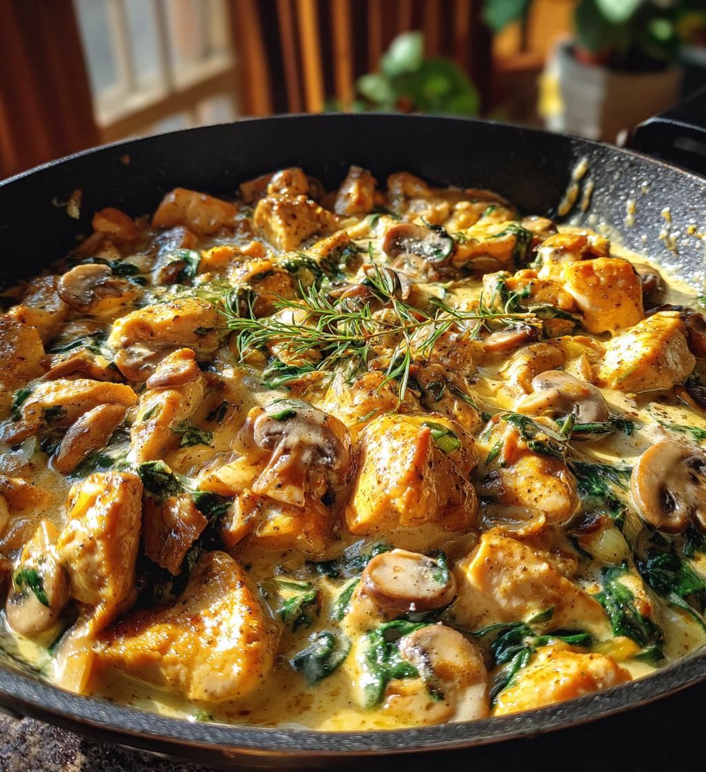 Chicken And Mushroom Skillet In A Creamy Asiago And Mustard Sauce - detail 1