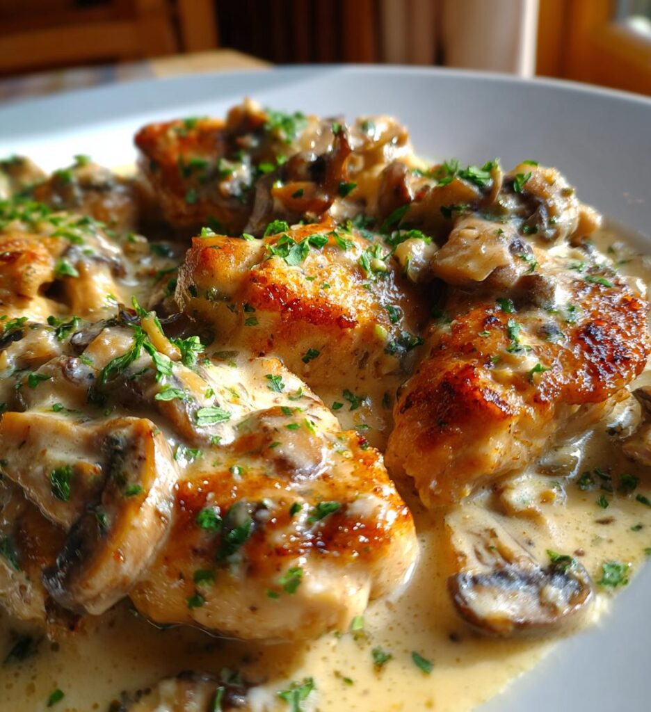 Chicken In a Creamy Asiago Mushroom Sauce