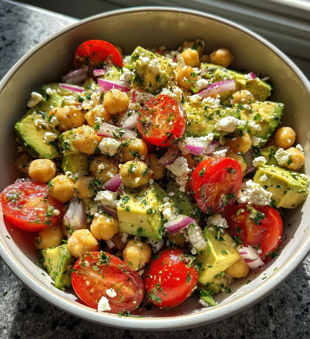 Chickpea Feta Avocado Salad