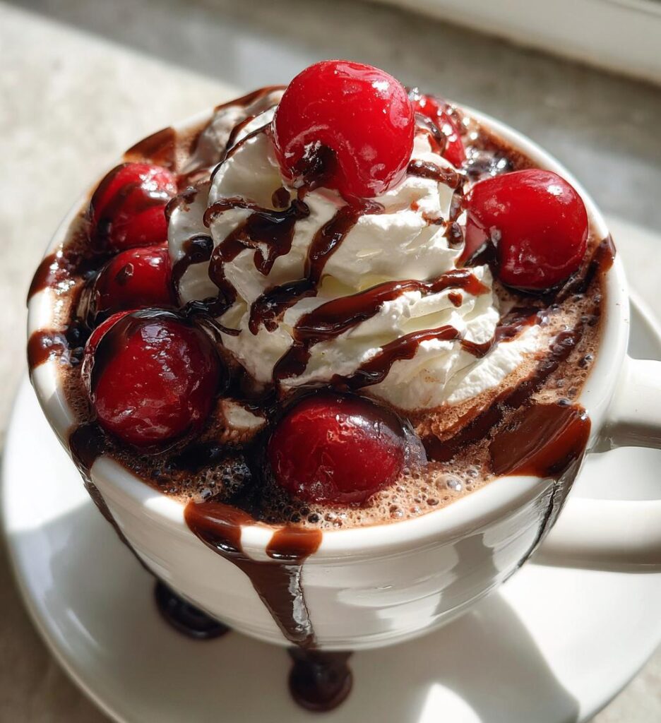 Chocolate Cherry Covered Hot Chocolate