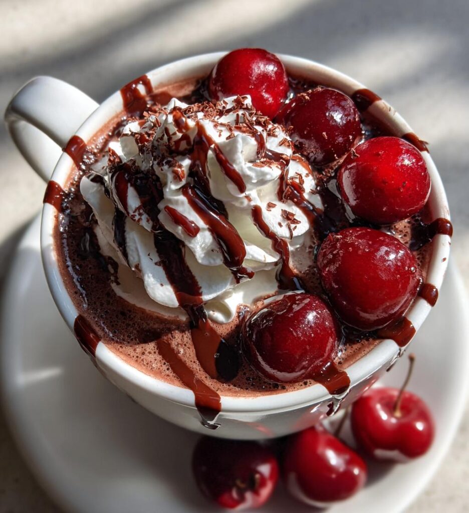 Chocolate Cherry Covered Hot Chocolate