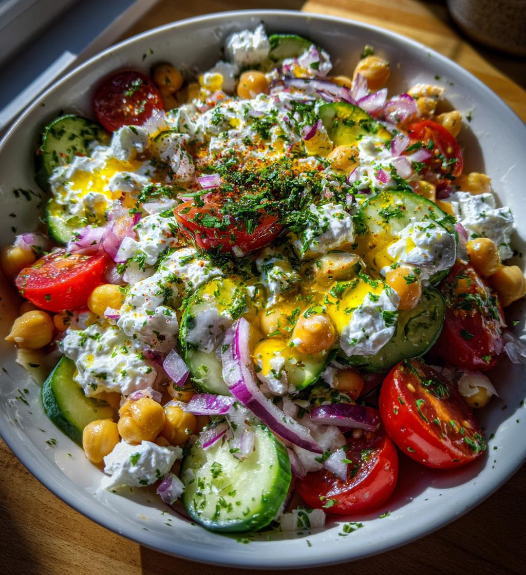 Cottage Cheese Chickpea Salad Bowl