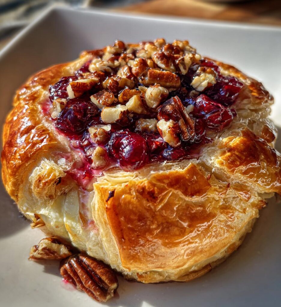 Cranberry Pecan Brie Wrapped in Puff Pastry