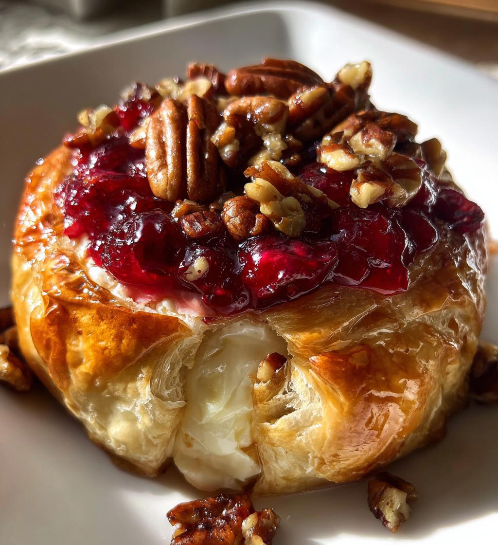 Cranberry Pecan Brie Wrapped in Puff Pastry