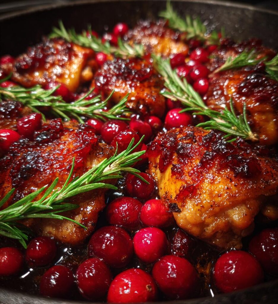 Cranberry Rosemary One Pan Chicken Thighs