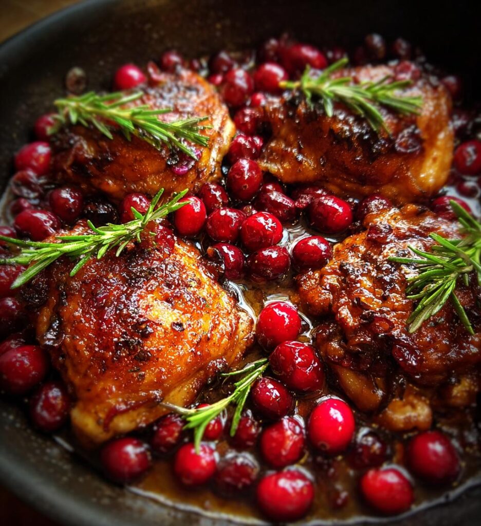 Cranberry Rosemary One Pan Chicken Thighs