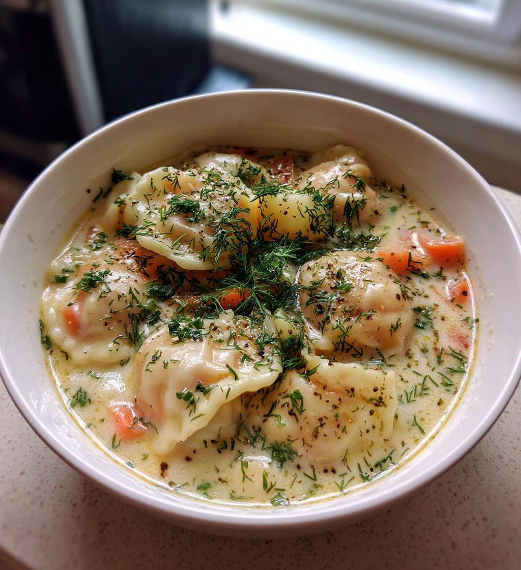 Creamy Dill Pierogi Soup