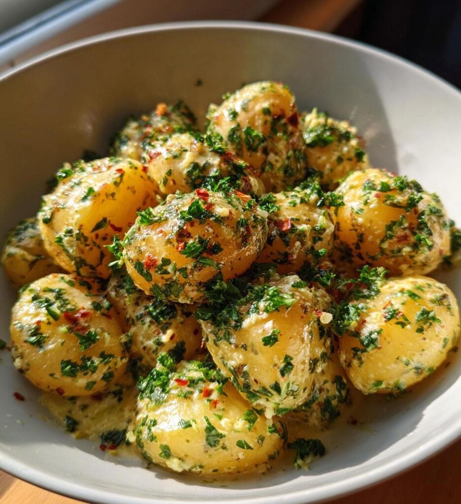 Creamy Garlic Sauce Baby Potatoes