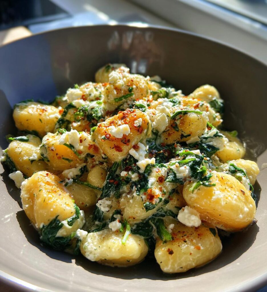 Creamy Gnocchi with Spinach and Feta